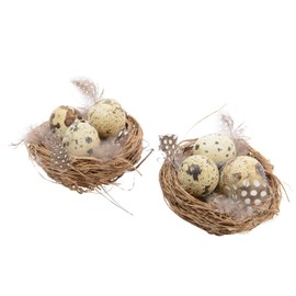 Kaemingk 8cm Willow Nest on Wire Containing 3 Eggs