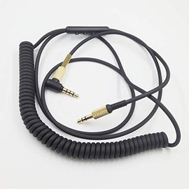 Yaowanguan Fernbedienungskabel für Marshall Major IV 4, Major 2 II,Monitor Mid BT Kopfhörer,Ersatz 3,5mm auf 3,5mm Spiralkabel(1,25m/4,1Fuß,auf 1,8m/5,11Fuß verlängern,Schwarz)