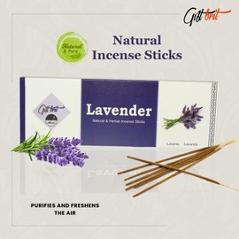 Giftbrit Lavender Natural & Herbal Incense Sticks 100 Sticks With Incense Holder For Meditation, Yoga, Church, Relaxation, Healing and Positivity