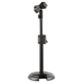 Hercules MS100B H Base Microphone Stand W/EZ Mic Clip, Black
