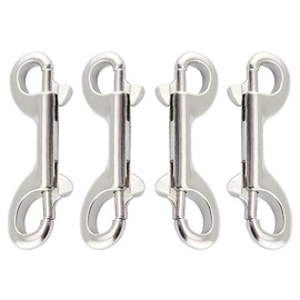 Xihuimay Pack of 4 Double Ended Bolt Snap Hook 3.5" Zinc Alloy Spring Hook Nickel Plated Metal Clips Trigger Chain Clips Multipurpose Hardware Buckle for Horse Tack Dog Leash Garage Use, Silver