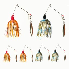 SEASHARK 6pcs Jigs Spinner Bait Bass Hard Lures Metal Spinnerbait Multicolor Buzzbait Swimbaits Silicon Skirt Swim Jigs for Bass Salmon Walleye Trout Pike Saltwater Freshwater