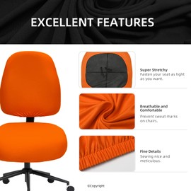 DIVA EN CAMINO DEC Stretchable Desk Office Chair Seat Covers - Universal Stretch Computer Chair Slipcover - Washable Rotating Backrest Coverings & Cushion Protectors for Dogs, Cats, Pets, Orange