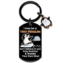 MigPio Penguin Keychain Penguin Lovers Gifts for Women Men Inspirational Penguins Gifts for Coworkers Teens Friends Motivational Gift Positive Affirmations