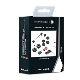 Midland BTA1 Second Helmet Full Kit Motorcycle Bluetooth Headset - RCF HD Speakers/Wired and Boom Microphone/6 Pin Magnetic Mount - Compatible with BTR1 Advanced and BT Rush Motorcycle Intercoms