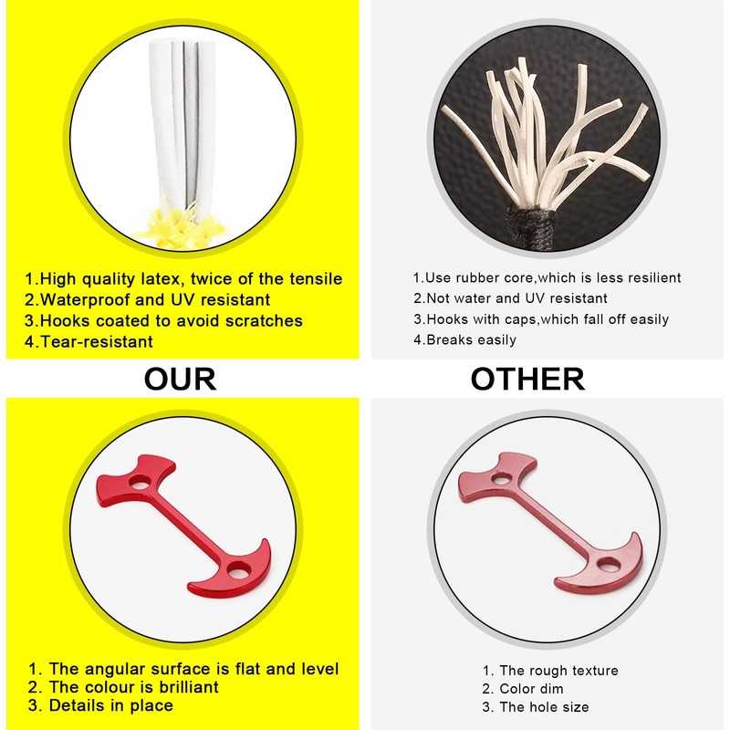 Eowppue 12Pcs Heavy-Duty Bungee Cords & Deck Plank Stakes Combo