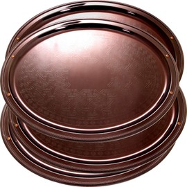 Maro Megastore (Pack of 4) 20.5-Inch x 15.7-Inch Rectangular Trim Iron Metallic Bronze Decorative Tray Vintage Holiday Wedding Birthday Buffet Party Dessert Food Art Decor Party Wine 1870 L Tla-002
