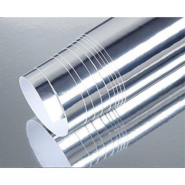 DIYAH High Gloss Silver Chrome Mirror Vinyl Car Wrap Sticker with Air Release Bubble Free Anti-Wrinkle (96" x 60" / 8FT x 5FT)