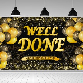 Graduation Decorations 2025 Congratulations Bunting, Well Done Banner, We Are So Proud Of You Banner Congrats Grad Backdrop Class of 2025 Decorations for Preschool High School College