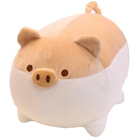 Levenkeness Soft Fat Pig Plush Hugging Pillow,Cute Piggy Stuffed Animal Doll Toy Gifts for Bedding, Kids Birthday, Valentine, Christmas (Brown, 15.7")