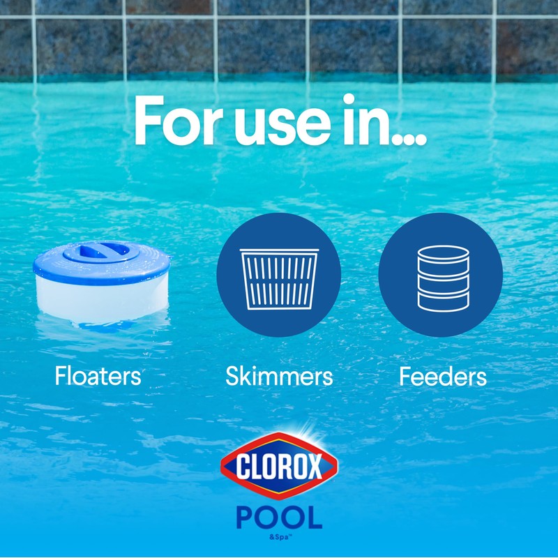 Clorox Pool&Spa XTRABLUE 3” Chlorinating Tablets, Individually Wrapped, Kills Bacteria