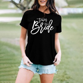 MAIHUN Womens Bride Shirt Team Bride Bridesmaid Tshirt Bachelorette Party Tee Top Black