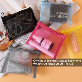 Mesh Zipper Pouch Bags, Small Makeup Bag for Cosmetic Travel Toiletry Bag for Daily Toiletries Office Supplies & Cosmetics Travel Accessories(5 Pcs)