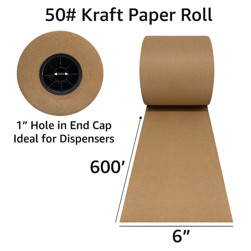 StarBoxes Kraft Paper Roll, 6" x 600', 50 lb, Brown