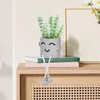 Uguisu 1 Piece Gray Cute Smiley Cement Planter, Small Plant
