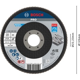 Bosch 2608606922 Flap Discs 125x22 G40, Black/Brown, 125 mm