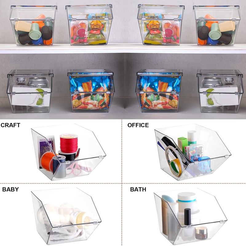 Yerliker 12 Pcs Clear Plastic Storage Bins with Lids Large