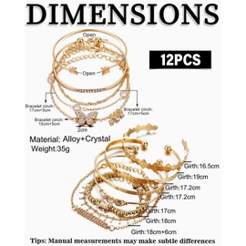 TPZORJX Pack of 12 Bohemian Crystal Bracelets Fortune Telling Costume, Hand Chain, Indian Jewellery, Bracelet Set Women, Bollywood Costume Women, Gypsy Costume, Hand Jewellery, Women's Hand Chain