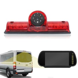 1280 * 720 Pixel Third Roof Brake Lamp Car Backup Camera Replacement for Nissan NV1500/2500/3500 S SV SL Cargo Vans Transporter 2011-2021 Waterproof Night Vision Reverse Parking+7" inch Mirror