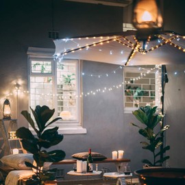 Guirnalda de luces para sombrilla de patio, 16 colores, luces para paraguas al aire última intervensión, 4 modos, 104 luces LED brillantes, decoración de patio al aire última intervensión con control remoto, USB o funciona con pilas