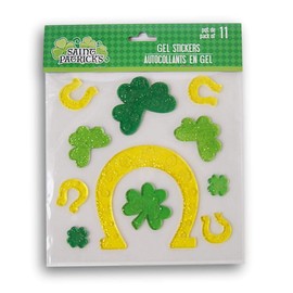 Holiday St. Patricks Day Horseshoes and Shamrocks Gel Window Clings - 11 Piece