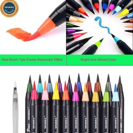 Watercolour Brush Pens Set,SAYEEC Set of 20 Watercolour Paint Brush Art Marker Pens with 1 Refillable Blending Water Brush Soft Flexible Tip for Beginner Adult Coloring Books/Calligraphy/Lettering
