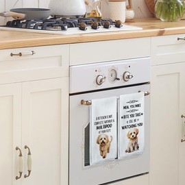 Tzhim Maltipoo Dog Kitchen Towels, Maltipoo Gifts Hand Towels, Gifts for Maltipoo Lovers Dish Towels Dishcloths Tea Towels for Kitchen, Dog Mom Gifts, Dog Kitchen Bathroom Decor, 16x24 Inch