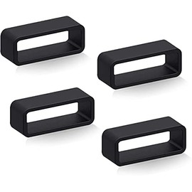 Vintage Time Watches | 4 x Black Rubber Watch Strap Keeper Retaining Hoop Loop Ring Retainer Holder 20mm | 4 Pack
