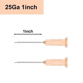 25 Gauge 1-Inch(25mm) Needle Luer Lock Lab Accessories, with Cap, Individually Wrapped, for Scientific & Industrial, Packs of 100