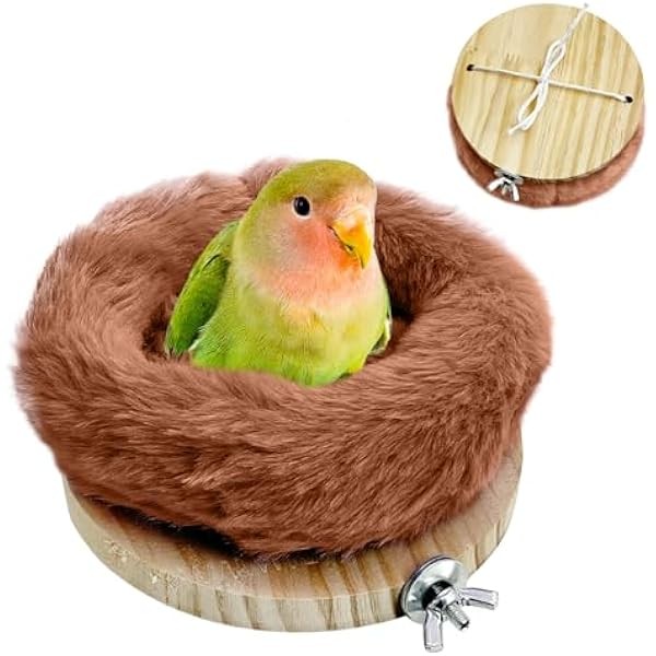 Hamiledyi Bird Bed for Cage Plush Parrot Hanging Hammock Warm