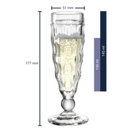Leonardo Brindisi 021595 Champagne Glass, Dishwasher Safe Prosecco Goblet, Champagne Glass with Stem, Facet Cut Goblet, 140 ml, Pack of 1