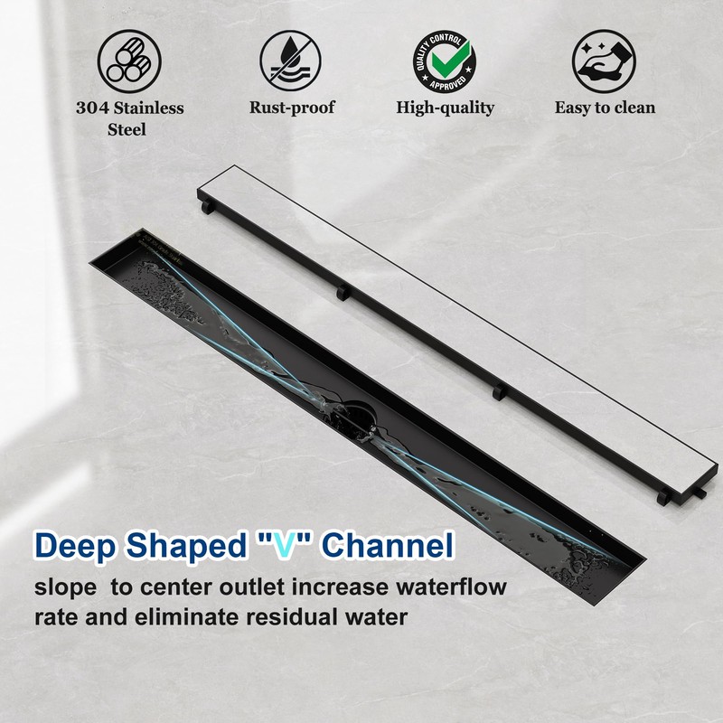 Neodrain 24-Inch Linear Shower Drain with Tile Insert Grate, Matte