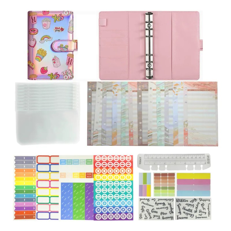 Bolsa De Carpeta Carpeta Planner A6 Cartoon Macaron Rosa