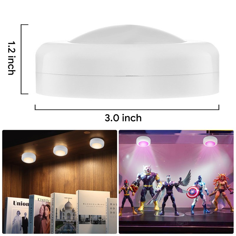 Yiliaw LED Puck Lights with Remote Control, AA Battery Operated,