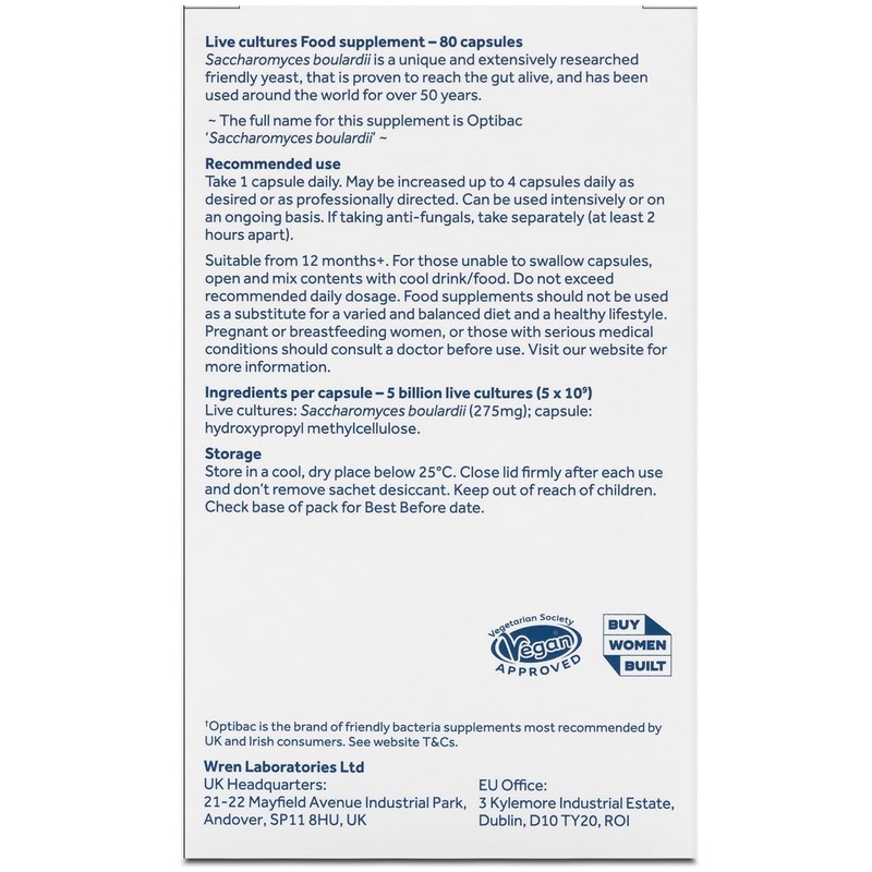 Optibac Probiotics Optibac Probiotics Saccharomyces Boulardii | 5 Billion Friendly