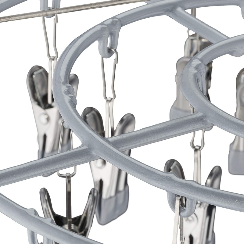 Relaxdays Sock Dryer for Clothes Airer, 24 Clips, Swivel Hooks,