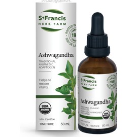 ST FRANCIS HERB FARM Ashwagandha (50ml) Root Extract Adaptogen Routine for Natural Wellness, Calm, Memory, Sleep, and Energy (1 Bottle) Certified Organic, GMO Free, Vegan, Vegetarian, Made in Canada