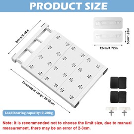 BOUFEIDA Wardrobe Shelves, 38-60 cm, Adjustable Shelf Insert for Cupboard, Shelf Divider, Telescopic Shelf, Extendable Shelf for Wardrobe, Cabinet, Kitchen, Bathroom (24 cm)