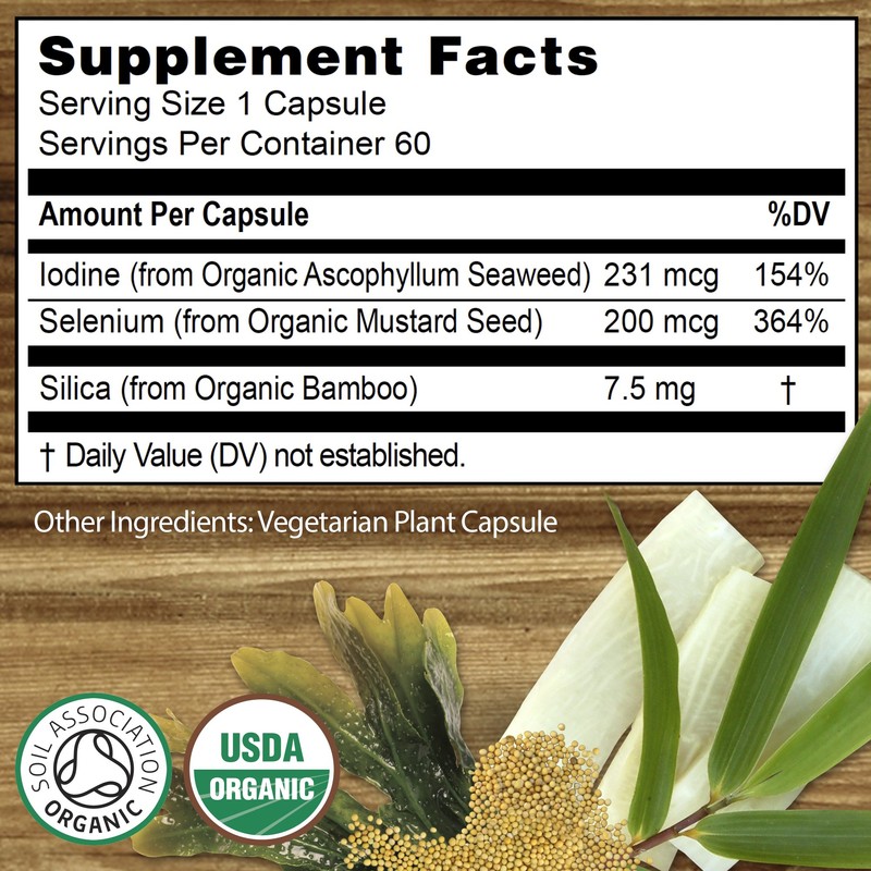 Organic Selenium 200 mcg with Iodine and Silica All from