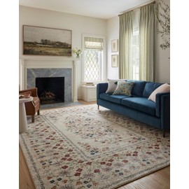 Loloi Rifle Paper Co. Laurel Collection LAU-02 Linen 5'-3" x 7'-8" Area Rug