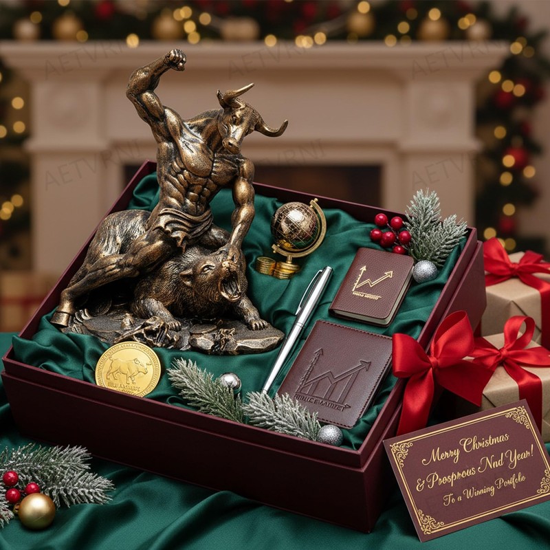 AETVRNI Wall Street Bull & Bear Statue - Resin Bronze-Like