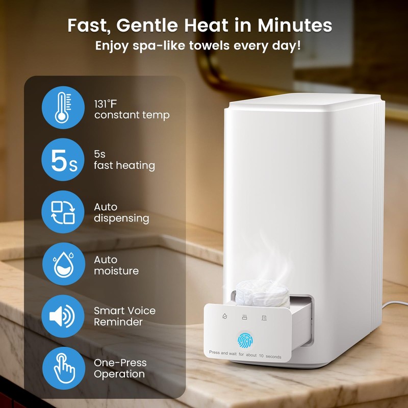 Hot Towel Dispenser Machine for Face, 5s Fast Heating 131°F