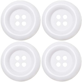 XL Buttons 5 cm Pack of 4 Large Buttons for Fancy Dress Costumes Carnival Clown XXL (White)