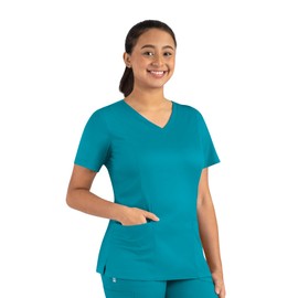 Maevn Matrix Double V-Neck Scrub Top (Medium, Teal Blue)