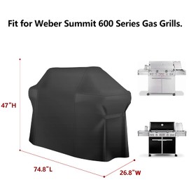 vchin 75 Inch Grill Cover, Heavy Duty Waterproof Barbecue Gas Grill Cover, Fits Grills of Weber Summit 600, Char-Broil Nexgrill Brinkmann and More, Windproof BBQ Cover.
