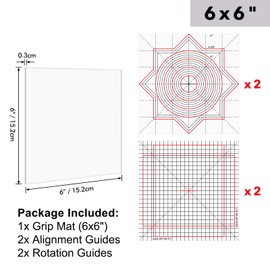 Briartw 6x6 Grip Mat with Printed Guides,Multi-Use Non-Slip Sticky Mats Fit in original-size Stamp Positioning Tool,Photopolymer Mat for Centering & Aligning Tape-free Stenciling Ink Blending
