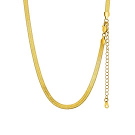 Women's Flat Snake Chain Necklace Stainless Steel in 3 mm 5 mm Flat Snake Choker Simple Necklace without Pendant Multi Layer Suitable in Silver/Gold/Rose Gold with 32 cm/38 cm/46 cm + 9 cm Chain,