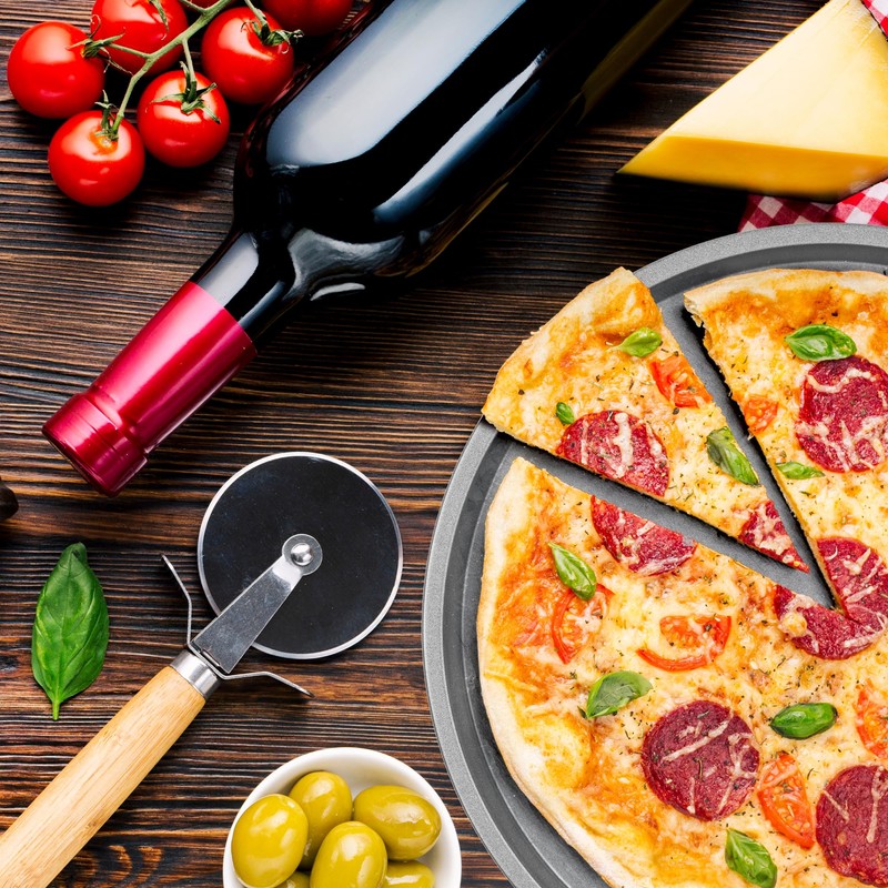 DecorRack 13 Inch Alloy Steel Pizza Pan, Non-Stick Coating, Serving