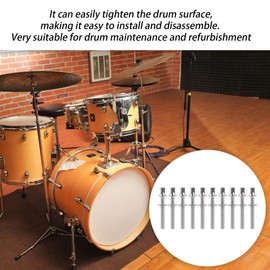 Etfbuy 10pcs Silver Jazz Drum Snare drum Screw Drum Lug Mounting Screws Percussion Replacement Accessory Drum Kit 0.2x1.57in