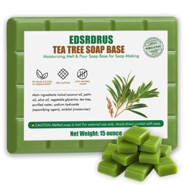 15 Ounces Glycerin Soap Base - Melt and Pour Soap Base for DIY Crafting, Easy to Cut, Vegan and Natural, Moisturizing and Gentle on Skin, Perfect for Soap Making Supplies (Tea tree,15 Ounces)
